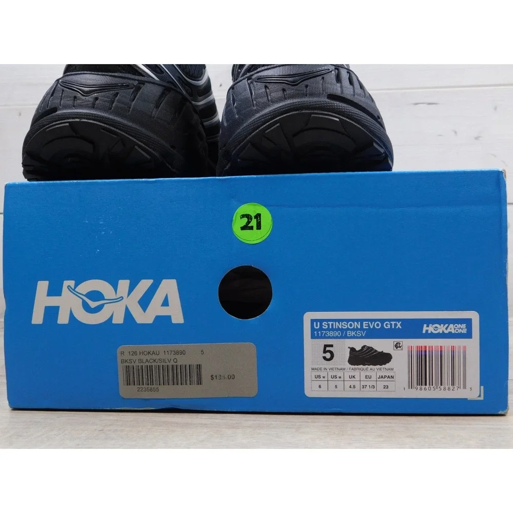 Hoka Stinson Evo GTX Gore-Tex Black Silver 1173890-BKSV Mens 5 Womens 6 Unisex